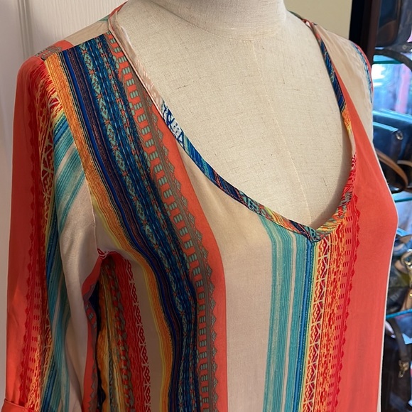 KLd Signature V-Neck Multi Stripe Hi-Lo Top Size Small - Picture 4 of 7